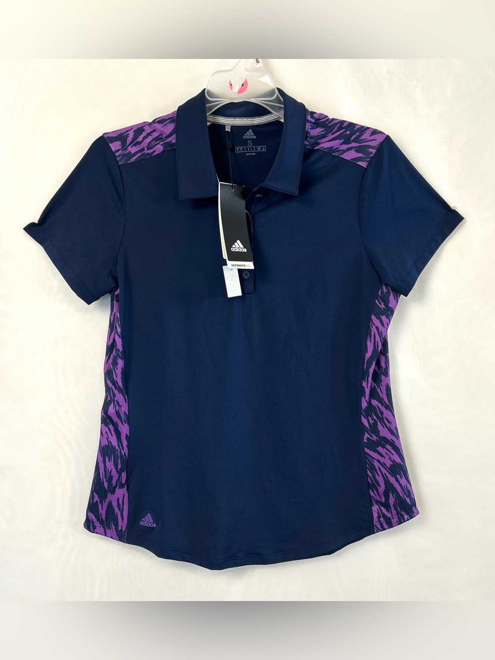 New Adidas Ultimate365 women's Navy and Purple Golf Polo Shirt / XS